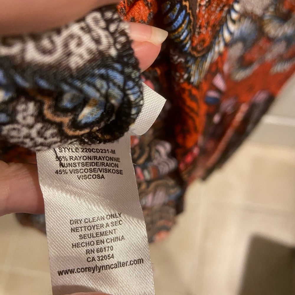 Corey Lynn Calter in Anthropologie Midi Boho Dress with Red and Orange XSP boho - Picture 8 of 10